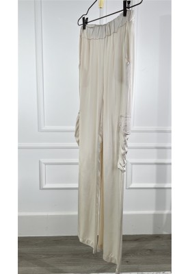 SATIN CARGO WIDE LEG ECRU