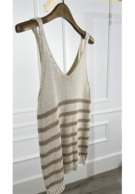 BY L KNIT TOP LUREX GOLD LINES