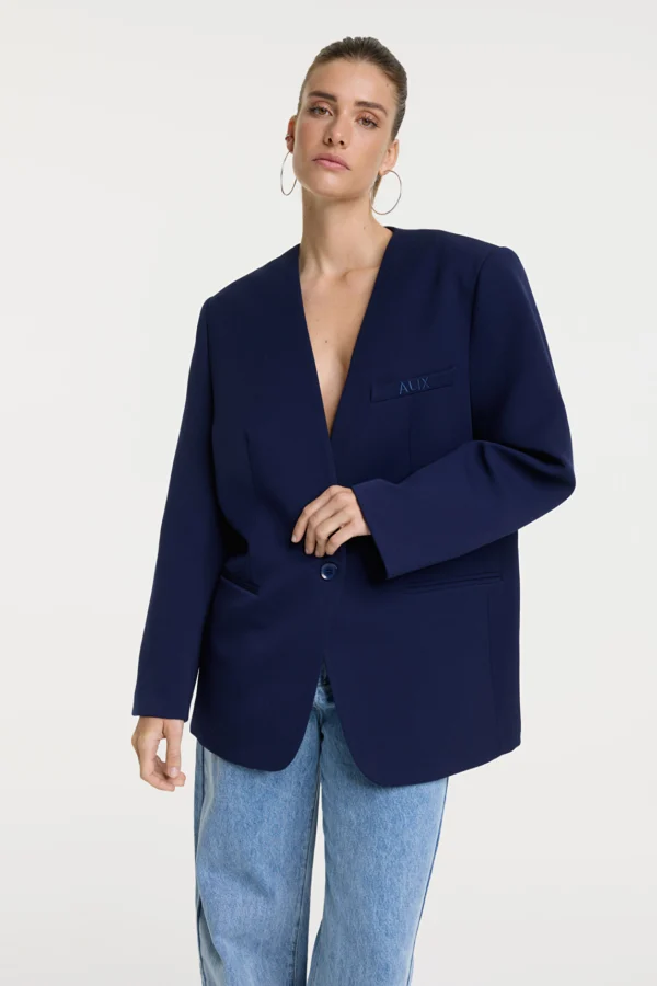 Blazer Collarless Navy 2508420334