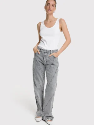 Grey Denim Pants Cutseams 2508196252