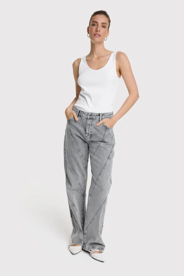 Grey Denim Pants Cutseams 2508196252