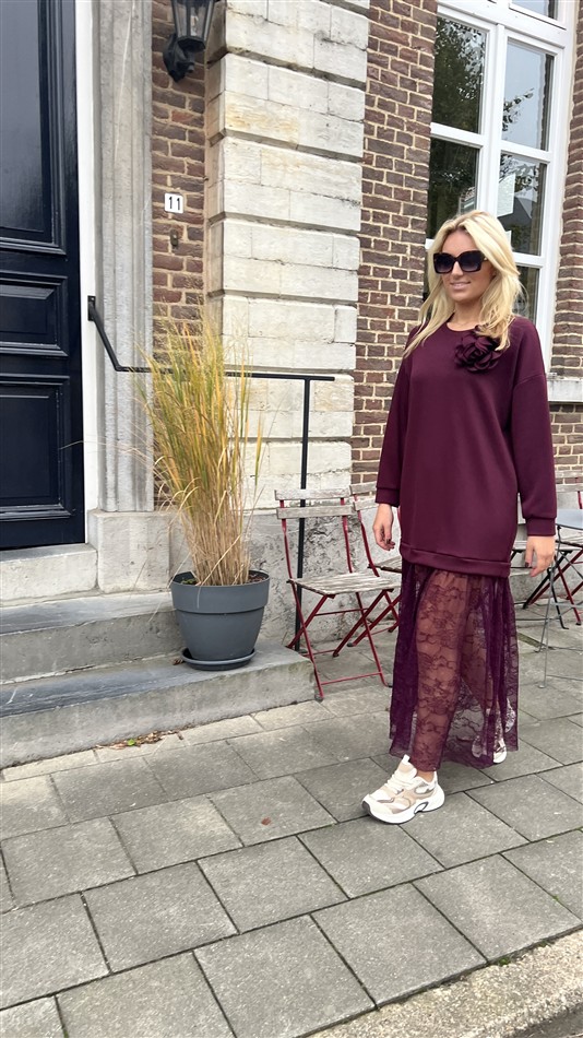 Maxi Sweaterjurk 36502 Lace Bordeaux