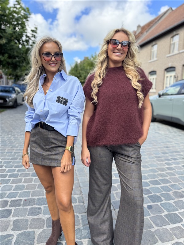 Short Rokje Carreaux Blauw Hemddet