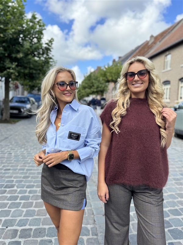 Short Rokje Carreaux Blauw Hemddet