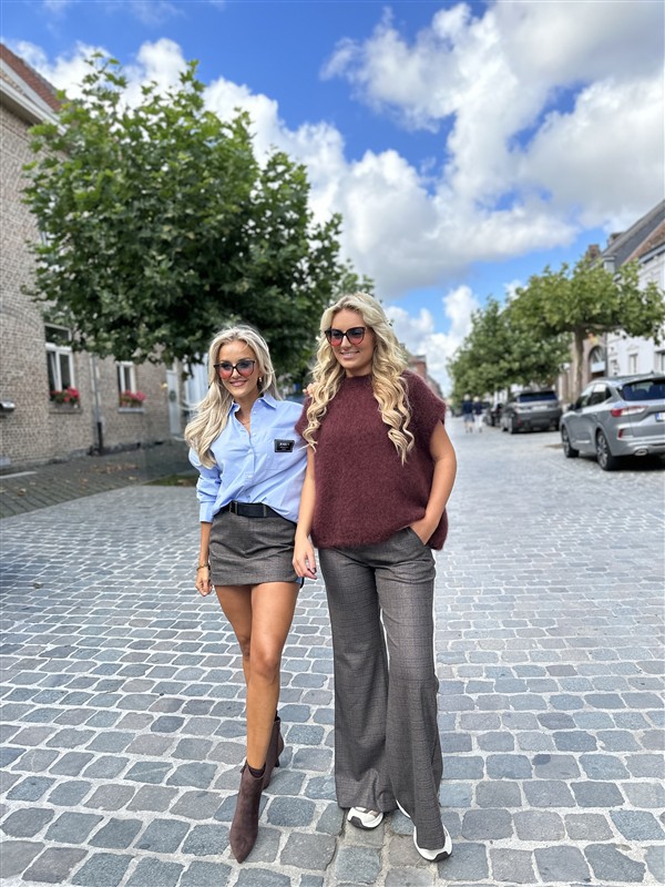 Short Rokje Carreaux Blauw Hemddet