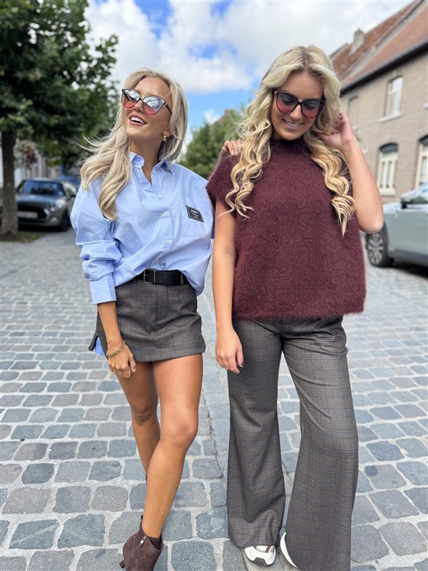 Short Rokje Carreaux Blauw Hemddet