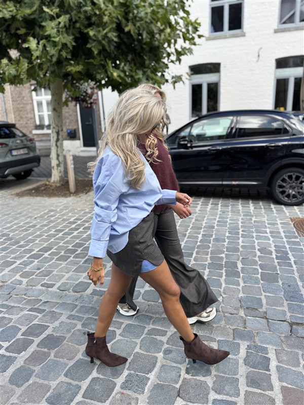 Short Rokje Carreaux Blauw Hemddet