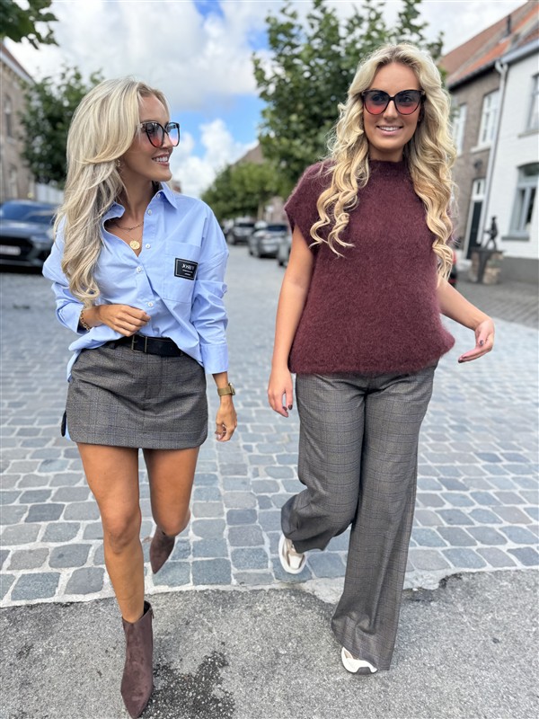 Short Rokje Carreaux Blauw Hemddet