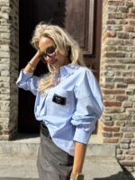 Short Rokje Carreaux Blauw Hemddet