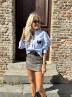 Short Rokje Carreaux Blauw Hemddet