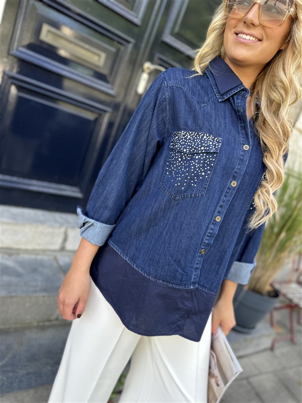 Jeanshemd Strass Hemddetails