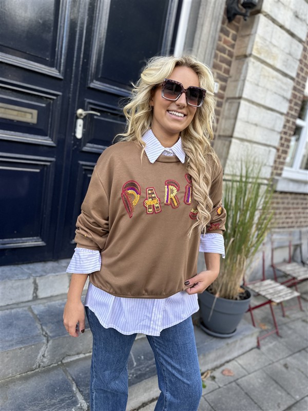 Sweater Paris Color Broderie Bruin