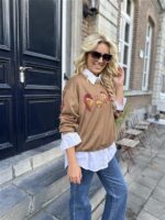 Sweater Paris Color Broderie Bruin
