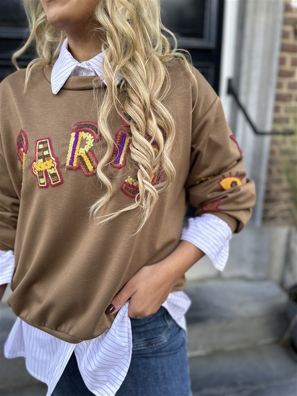 Sweater Paris Color Broderie Bruin