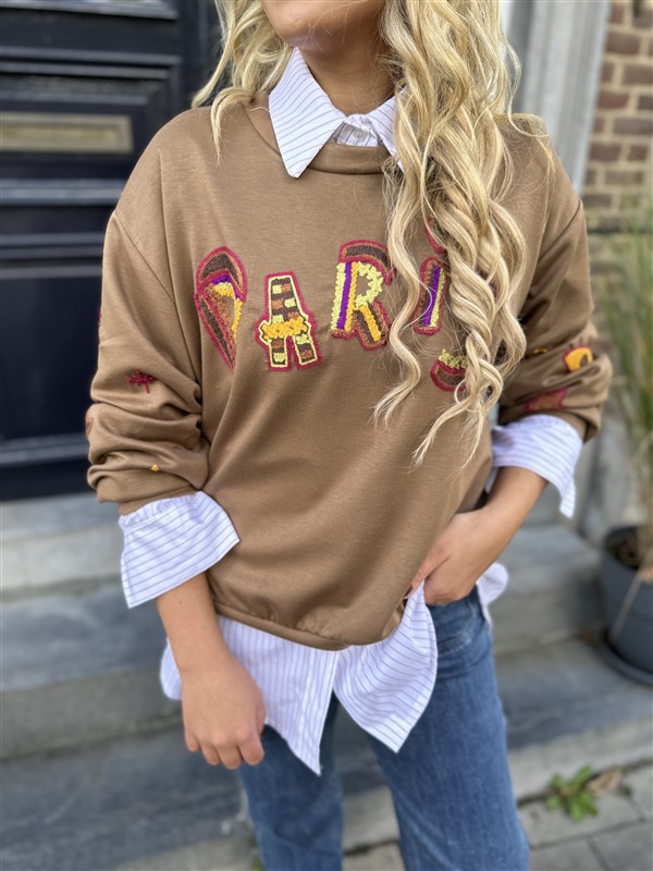 Sweater Paris Color Broderie Bruin