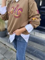 Sweater Paris Color Broderie Bruin