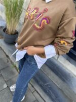 Sweater Paris Color Broderie Bruin