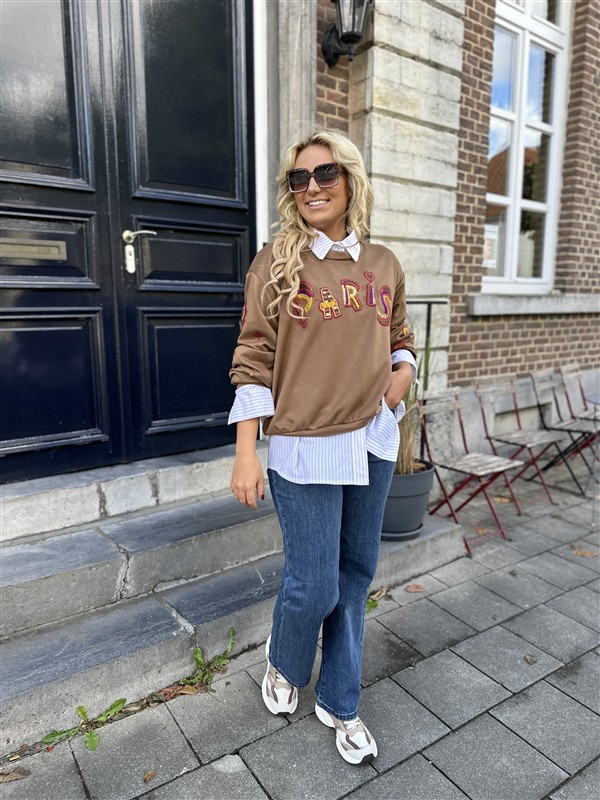 Sweater Paris Color Broderie Bruin
