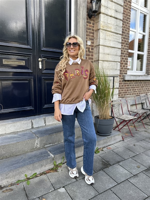 Sweater Paris Color Broderie Bruin