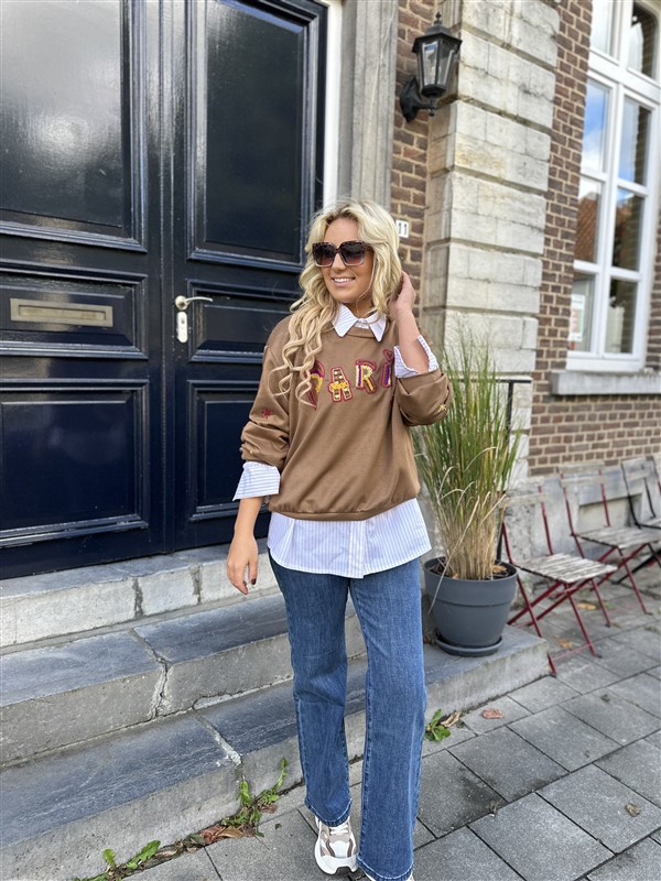 Sweater Paris Color Broderie Bruin