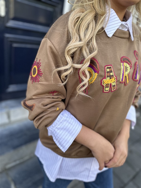 Sweater Paris Color Broderie Bruin