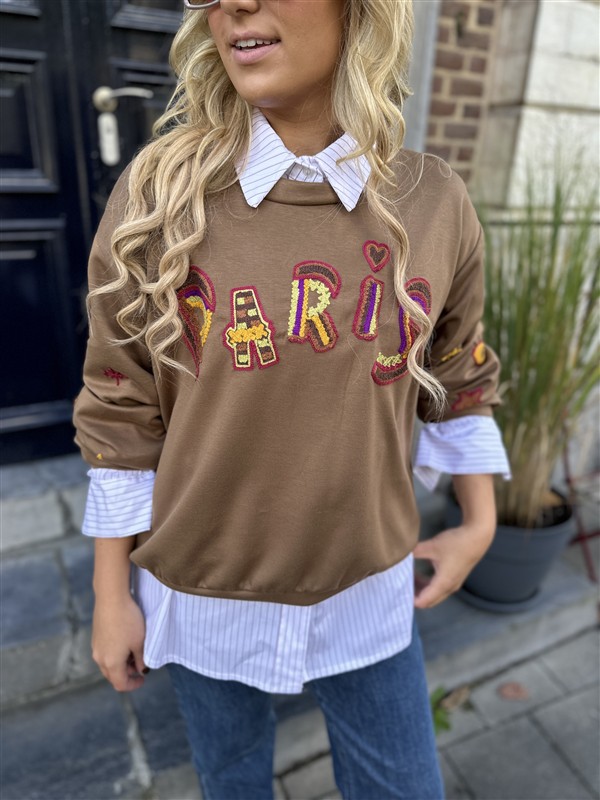 Sweater Paris Color Broderie Bruin