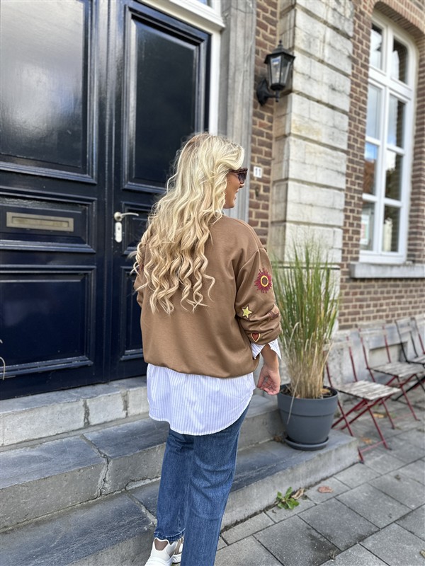 Sweater Paris Color Broderie Bruin