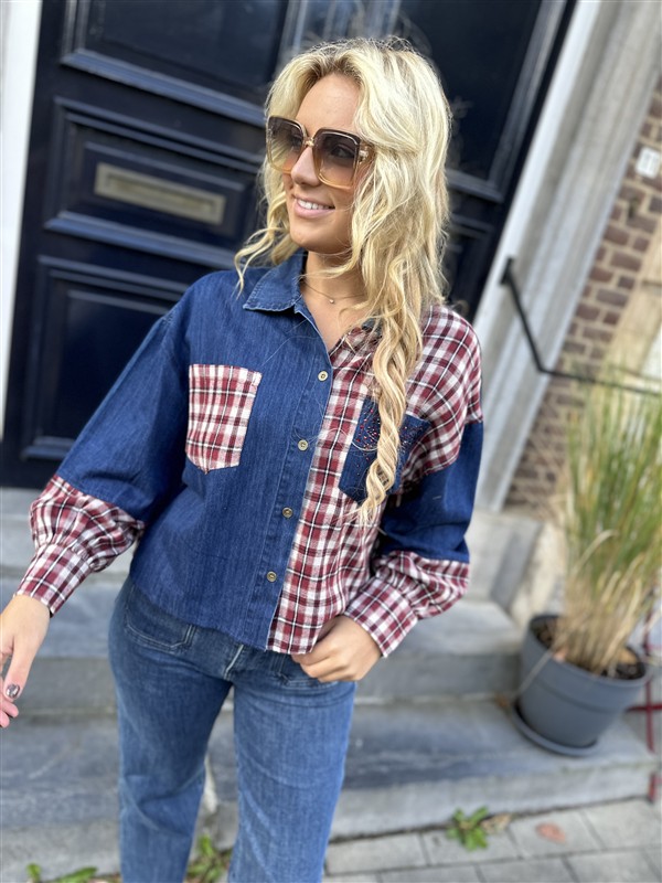 Jeans Hemdje Carreaux + Strass