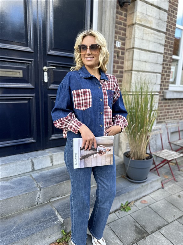 Jeans Hemdje Carreaux + Strass