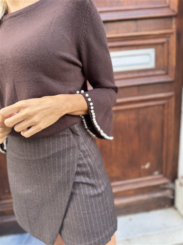 Skort Pc123 Pinstripe Chocolat