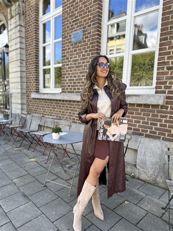 Maxi Leatherlook Mantel Ld3313 Bordeaux