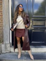 Maxi Leatherlook Mantel Ld3313 Bordeaux