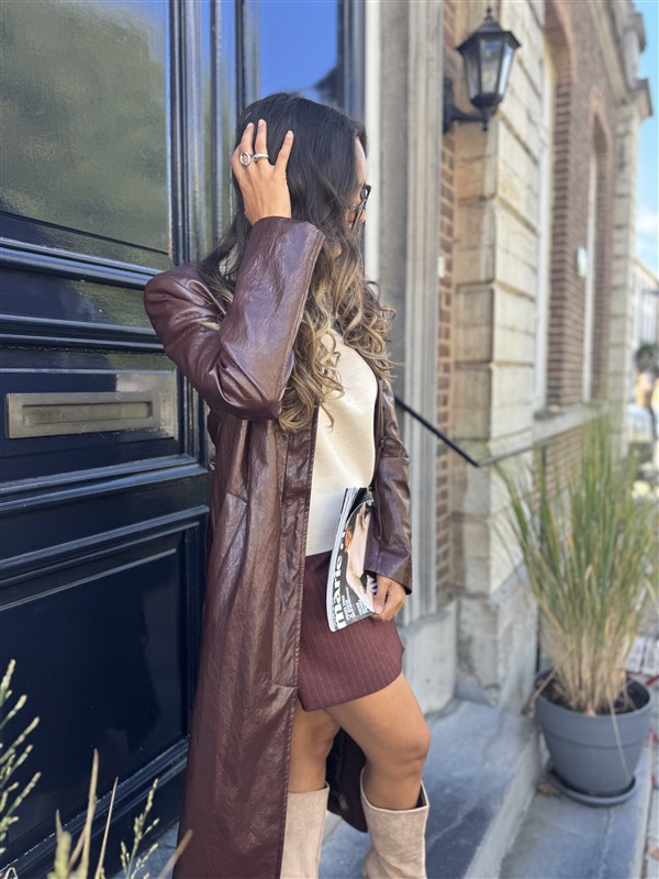 Maxi Leatherlook Mantel Ld3313 Bordeaux