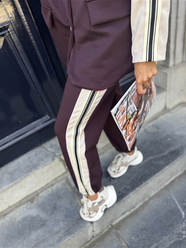 Sporty Pants 36577 Side Line Burgundy