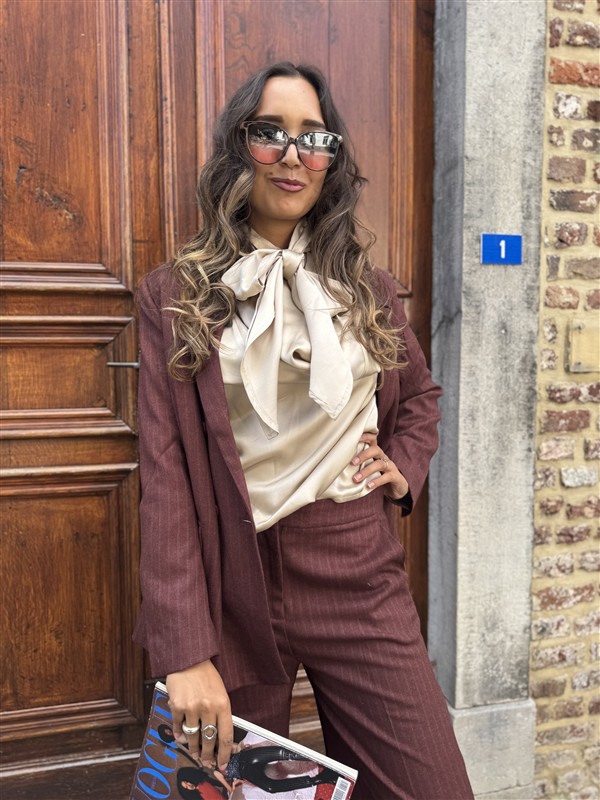 Bow Blouse Ld3497 Beige