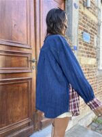 Jeanshemd Long Carreaux + Strass Stones