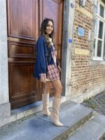 Jeanshemd Long Carreaux + Strass Stones