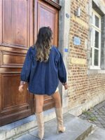 Jeanshemd Long Carreaux + Strass Stones