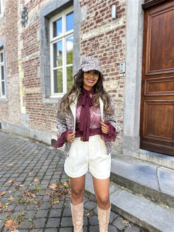 Lace Bow Blouse Ld3464 Bordeaux