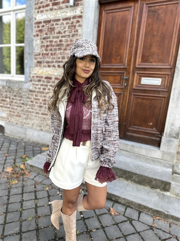 Lace Bow Blouse Ld3464 Bordeaux