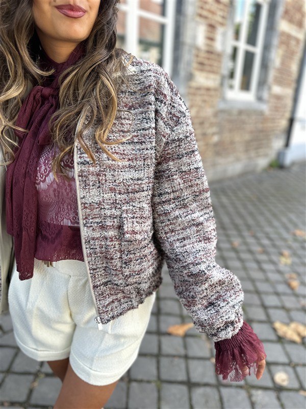 Lace Bow Blouse Ld3464 Bordeaux