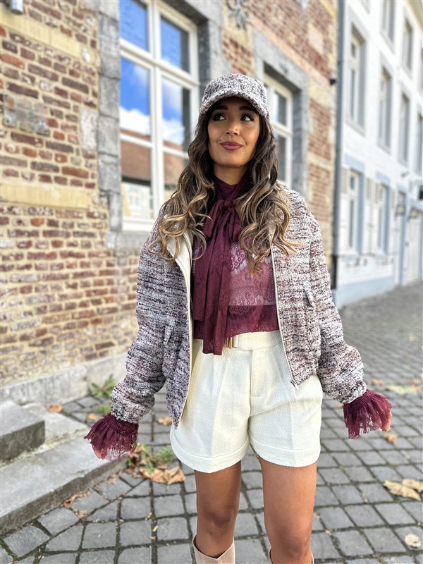 Lace Bow Blouse Ld3464 Bordeaux