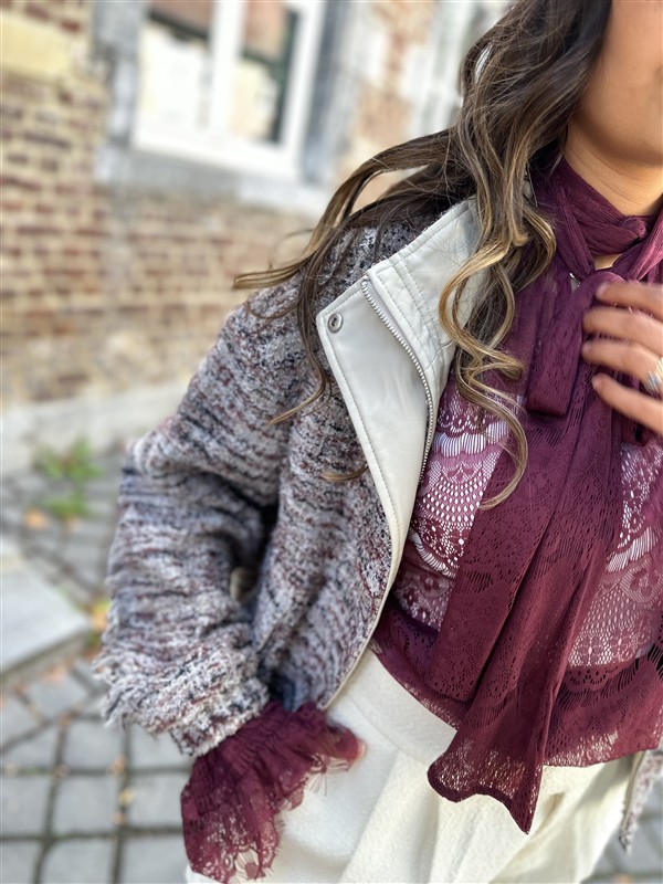 Lace Bow Blouse Ld3464 Bordeaux