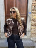 Leopard Bomber Gilet Bruin