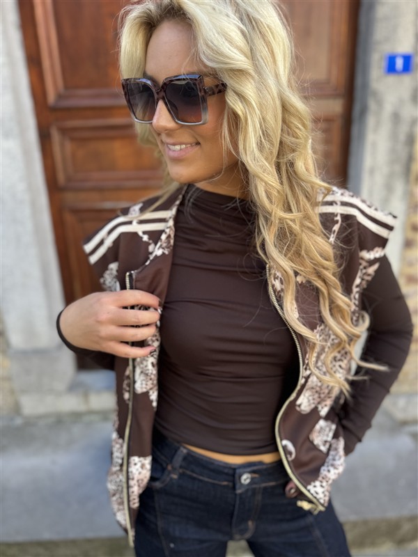 Leopard Bomber Gilet Bruin