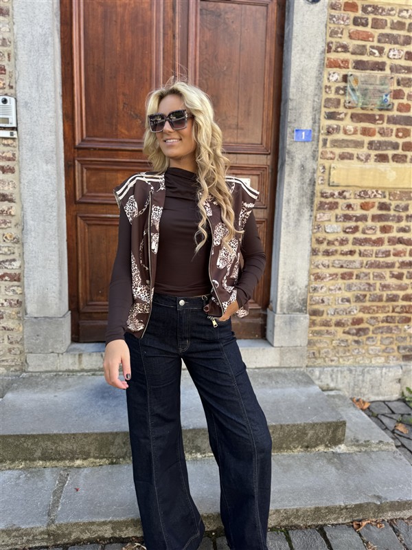 Leopard Bomber Gilet Bruin