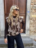 Leopard Bomber Gilet Bruin