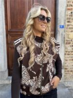 Leopard Bomber Gilet Bruin