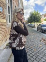 Leopard Bomber Gilet Bruin