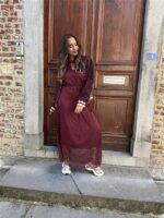 Maxi Lace Dress 3465 Bordeaux